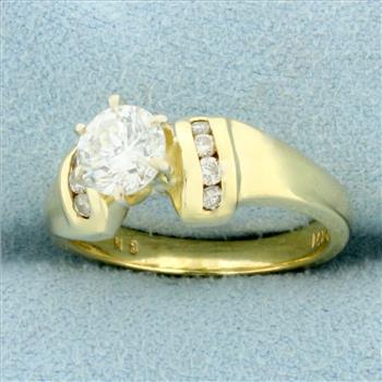 Unique Designer Accented Diamond Engagement Ring in 14K Yellow Gold