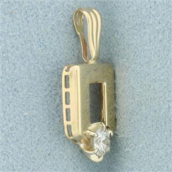 Unique Diamond Geometric Pendant in 14k Yellow Gold