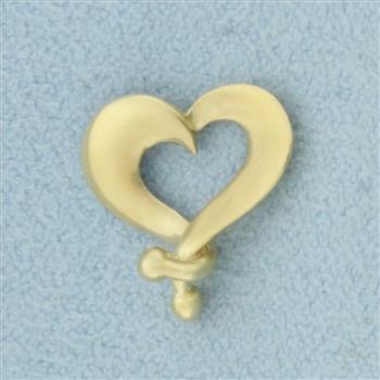 Unique Heart Slide Pendant or Charm in 14k Yellow Gold