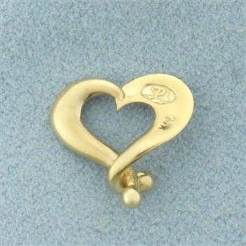 Unique Heart Slide Pendant or Charm in 14k Yellow Gold