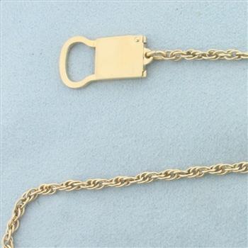 Unique Lock Chain Necklace in 10k Yellow Gold