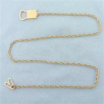 Unique Lock Chain Necklace in 10k Yellow Gold
