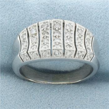 Unique Pave Set Diamond Ring in 14k White Gold