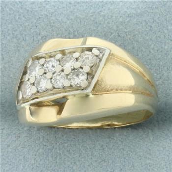 Unique Rhomboid Shaped Diamond Ring In 14k Yellow Gold
