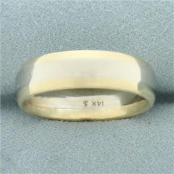 Unique Two Tone Wedding Band Ring in 14k Yellow and White Gold