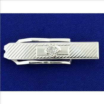 Vintage 1/2ct Old European Cut Diamond Tie Clip in 10k White Gold