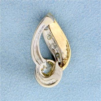 Vintage 1.5ct TW Old European Cut Diamond Pendant or Slide in 14K Yellow Gold