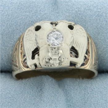 Vintage 32 Degree Scottish Rite Masonic Ring in 14k Yellow and White Gold