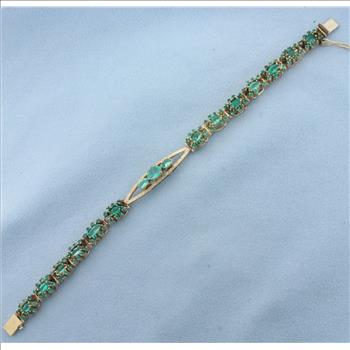 Vintage 7ct Tsavorite Bracelet in 18k Yellow Gold