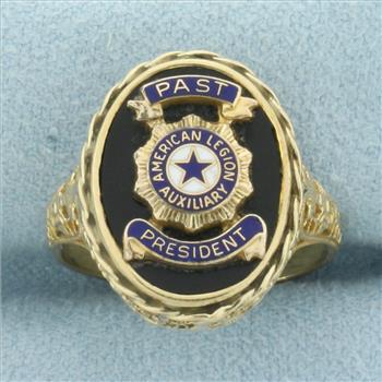 Vintage American Legion Auxiliary Past President Ring in 10k Yellow Gold