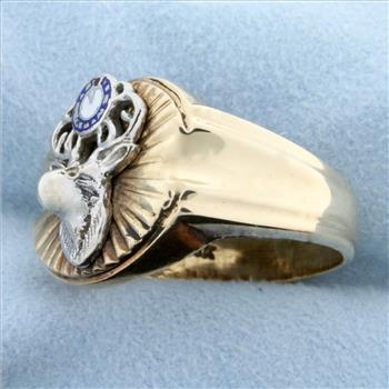 Vintage Benevolent and Protective Order of Elks Ring in 10K Yellow and White Gold