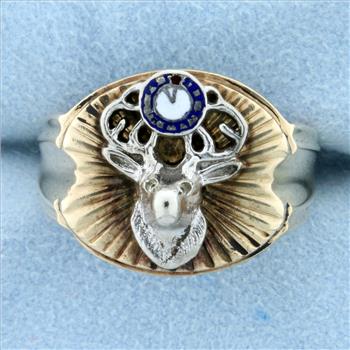 Vintage Benevolent and Protective Order of Elks Ring in 10K Yellow and White Gold