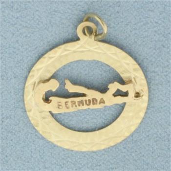 Vintage Bermuda Map Charm in 14k Yellow Gold
