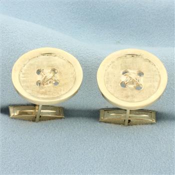 Vintage Button Cufflinks in 10k Yellow Gold