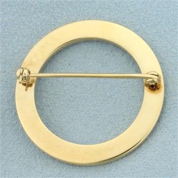 Vintage Circle Pin in 14K Yellow Gold