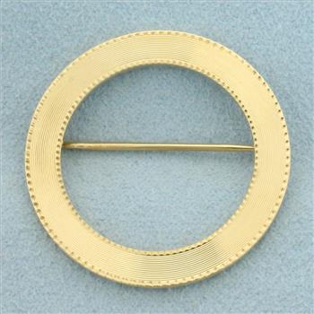 Vintage Circle Pin in 14K Yellow Gold