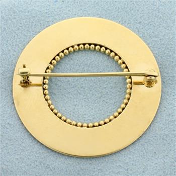 Vintage Circle Pin in 14K Yellow Gold