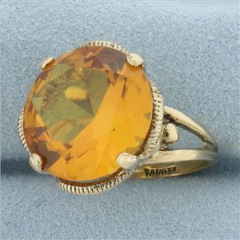 Vintage Citrine Statement Ring in 10k Yellow Gold