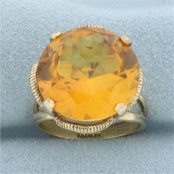 Vintage Citrine Statement Ring in 10k Yellow Gold
