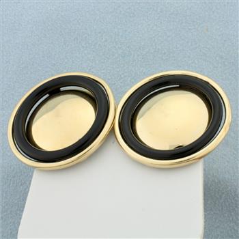 Vintage Designer Button Earrings in 14K Yellow Gold