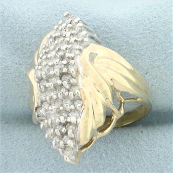 Vintage Diamond Cocktail Ring in 10K Yellow Gold
