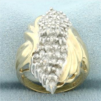 Vintage Diamond Cocktail Ring in 10K Yellow Gold