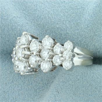 Vintage Diamond Cocktail Ring in 14K White Gold