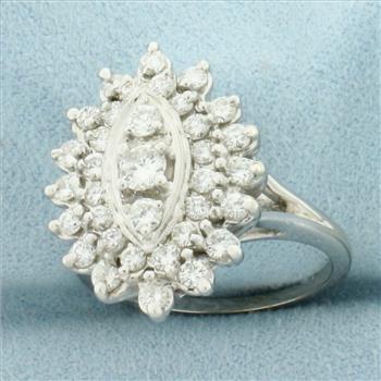Vintage Diamond Cocktail Ring in 14k White Gold