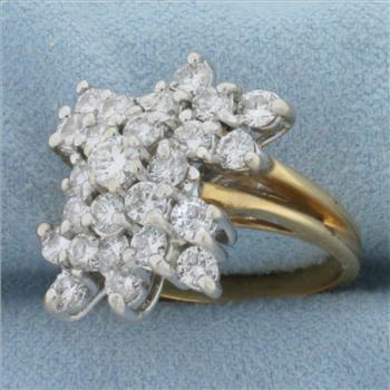 Vintage Diamond Cocktail Ring in 14k Yellow Gold