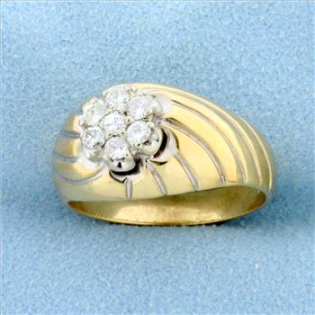 Vintage Diamond Dome Ring in 14K Yellow Gold