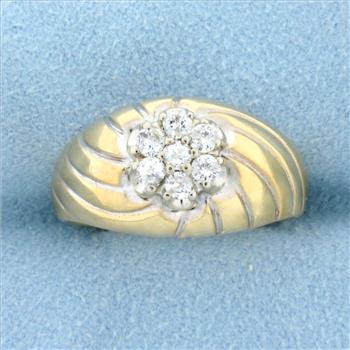 Vintage Diamond Dome Ring in 14K Yellow Gold