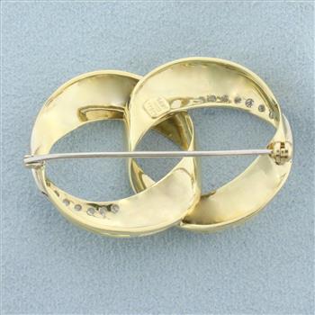 Vintage Diamond Double Circle Pin in 14K Yellow Gold