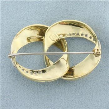 Vintage Diamond Double Circle Pin in 14K Yellow Gold