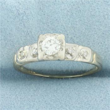 Vintage Diamond Engagement Ring in 14k Yellow and White Gold