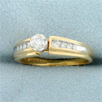 Vintage Diamond Engagement Ring in 14K Yellow Gold