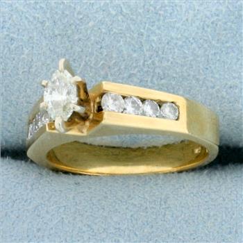 Vintage Diamond Marquise Engagement Ring in 14k Yellow Gold
