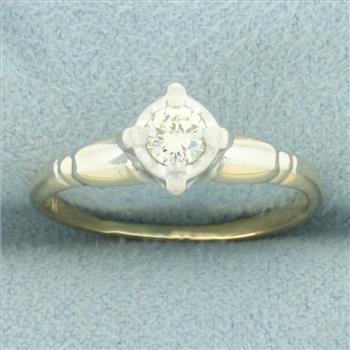 Vintage Diamond Solitaire Engagement Ring in 14k Yellow Gold