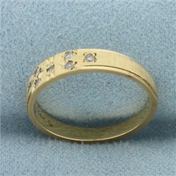 Vintage Engine Turned Diamond Ring in 14k Yellow Gold