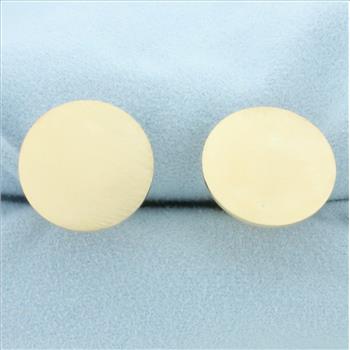 Vintage Engravable Disc Cuff Links in 14K Yellow Gold