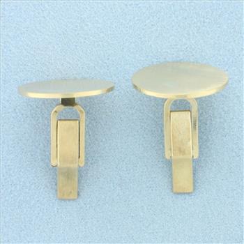 Vintage Engravable Disc Cuff Links in 14K Yellow Gold