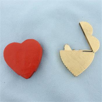 Vintage Engravable Heart Lighter with Matching Case in 14k Yellow Gold