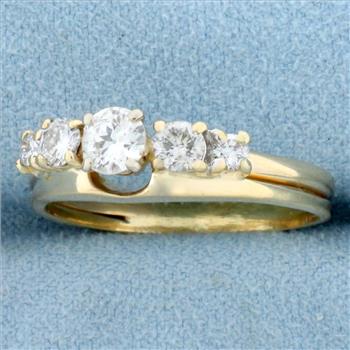 Vintage Five Stone Diamond Wedding or Anniversary Ring in 14K Yellow Gold