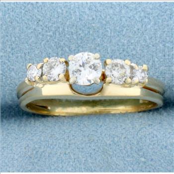 Vintage Five Stone Diamond Wedding or Anniversary Ring in 14K Yellow Gold