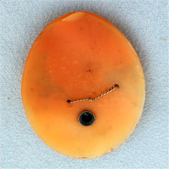 Vintage Hand Carved Shell Cameo with Diamond