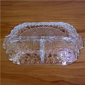 Vintage Indiana Glass Pineapple and Floral Divided 3 Part Relish Dish