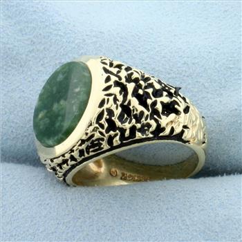 Vintage Jade Statement Ring in 14K Yellow Gold