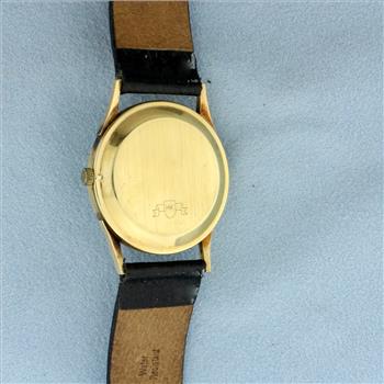 Vintage Mens Baylor Diamond Quartz Watch in Solid 14k Yellow Gold Case