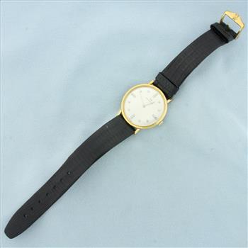 Vintage Mens Movado Diamond Dial Dress Watch in 18k Yellow Gold