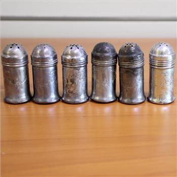 Vintage Mini Sterling Silver Salt or Pepper Shakers Etched Flower Design Set of 6