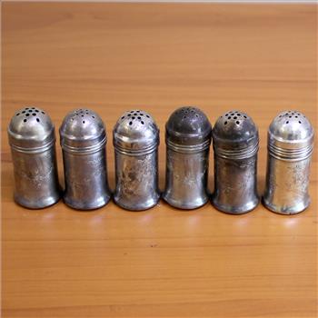 Vintage Mini Sterling Silver Salt or Pepper Shakers Etched Flower Design Set of 6